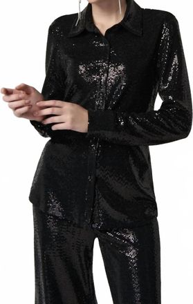 Joseph Ribkoff Novelty Knit Button-Down Blouse In Black