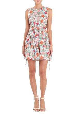 English Factory Floral Side Cutout Minidress in Pink White Multi at Nordstrom, Size Medium