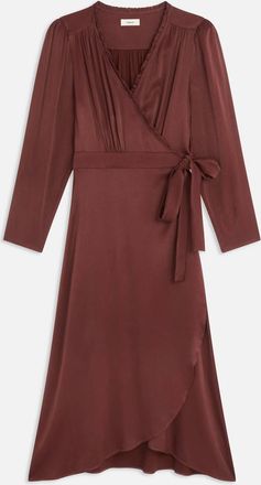 Suncoo Womens Satin Wrap Dress In Prune