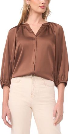 Vince Camuto Raglan Sleeve Satin Top in Cocoa at Nordstrom, Size X-Large