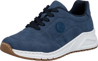 Rieker Sneaker RIEKER, Damen, Gr. 36, blau (jeansblau), Nubuklederimitat, unifarben, Schuhe Sneaker, mit MemoSoft-Innensohle, Freizeitschuh, Halbschuh, Schn&uuml;