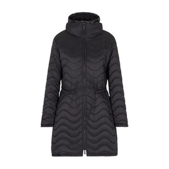 Emporio Armani Jassen, Dames, Zwart, 2Xs, Zwarte Gewatteerde Hoodiejas