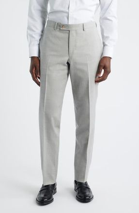 Jack Victor Piero Flat Front Stretch Cotton & Wool Pants in Light Grey at Nordstrom, Size 38