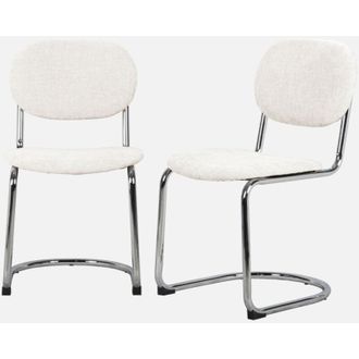 Sweeek Set 2 sedie arrotondate metallo, tessuto ciniglia e gambe cromate