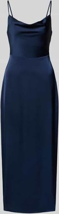 Vila Knielanges Kleid mit Wasserfall-Ausschnitt Modell RAVENNA in Marine, Gr&ouml;&szlig;e 34