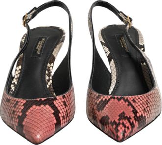 Dolce & Gabbana Womens Multicolor Leather Heels Slingback Shoes 10lf+reticolato Python