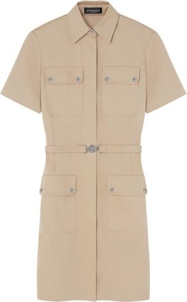 Versace cargo gabardine mini shirt dress - women - Cotton - 40 - Neutrals
