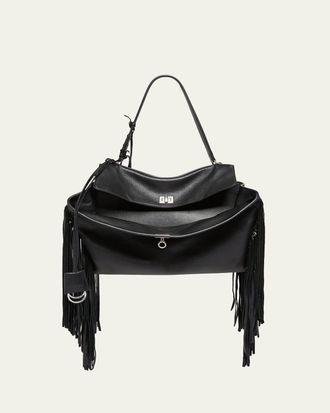 Balenciaga Rodeo Medium Leather Fringed Top-Handle Bag