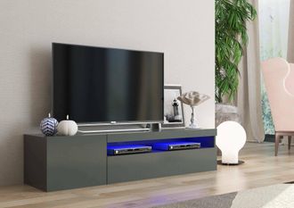 Dmora Dmora - Mueble De Televisi&oacute;n Dmont&ugrave;, Aparador Bajo Para Sal&oacute;n, Base Soporte Tv, 100% Made In Italy, Cm 150x40h37, Antracita Brillo