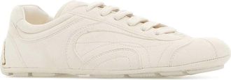 Prada Womens White Suede Montecarlo Sneakers Avorio
