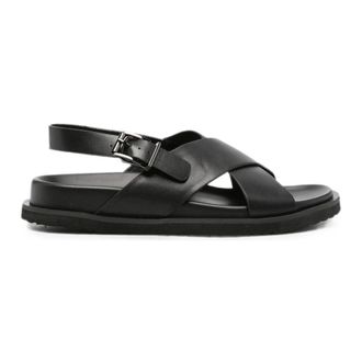 Sergio Moretti Schoenen, Dames, Zwart, 41 EU, Leer, Firenze Sandalen met Kruisbanden