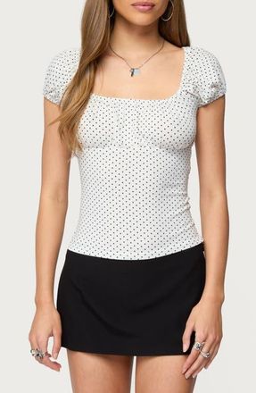Edikted Stefania Polka Dot T-Shirt in White-And-Black at Nordstrom, Size X-Large