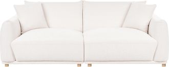 Beliani Sof&aacute; 3 Plazas Moderno De Tela Con Cojines Decorativos Patas De Madera Blanco Crema Jubek