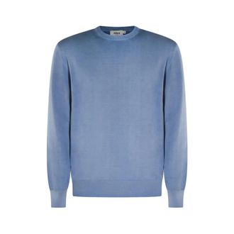 Altea Round-neck Knitwear, male, Blue, Size: 2XL Ribbed Crewneck Sweater