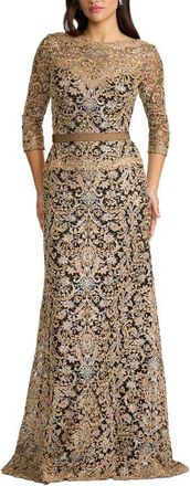 Tadashi Shoji Embroidered Sequin Gown in Copper Shadow/Black at Nordstrom, Size 10
