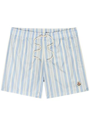 Moncler Striped Nylon Swim Shorts - Blue - M
