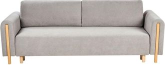 Beliani Sofa Bed 3 Seater KVAM Fabric Grey with Storage
