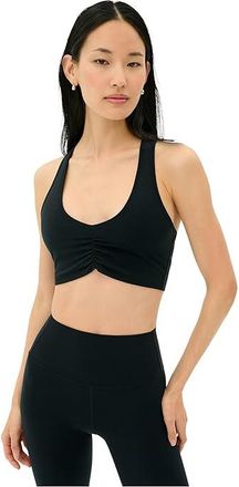 SPLITS59 Airweight Light Support Bra with Ruching Womens Lingerie Black : SM, Nylon/Spandex