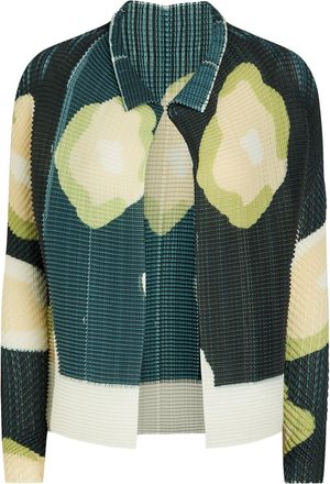 Issey Miyake Printed Pleated Woven Cardigan - Black - 2