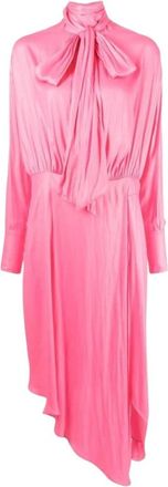 Stella McCartney Roze Asymmetrische Midi Jurk - Dames - Casual kleedjes - Roze - XS - Polyester - Kleedjes