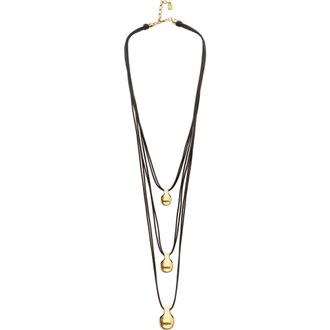 UNOde50 Triple Leather Necklace with Three 18K Gold-Plated Dials at Nordstrom