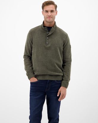 Lerros Strickpullover LERROS, Herren, Gr. XXL, nordic olive, Strick, Obermaterial: 82% Baumwolle, 18% Polyester, unifarben, regular fit h&uuml;ftlang, Rundhals, F