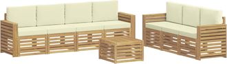 vidaXL Juegos De Sof&aacute;s 8 Uds. Blanco Y Crema Poli&eacute;ster Vidaxl