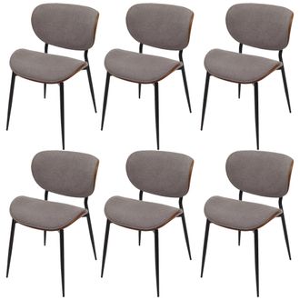 Hhg [nunca Usado] Juego De 6 Sillas De Comedor Hhg-236, Tejido De Madera Curvada (370 G/m&sup2;) Certificado Oeko-tex Mvg, Aspecto Nogal, Gris Claro