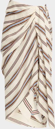 A.L.C. Rhodes Draped Linen Midi Skirt