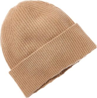 Amicale Cashmere Cuffed Rib Knit Cashmere Hat