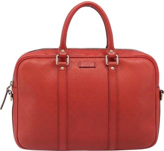 Gucci Bright Convertible Diamante Leather Red Leather Briefcase Bag (Pre-Owned)