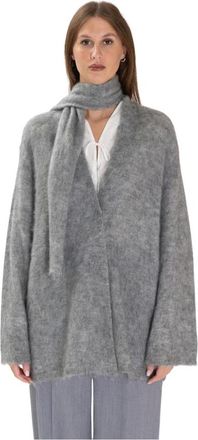 Forte_Forte Maxi Vest - Dames - Vesten - Grijs - 2XL - Wol - Truien & Vesten