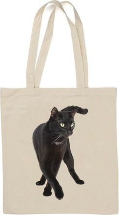 Generic Bombay Burmese Black Cat Natural Cotton Tote Bag White
