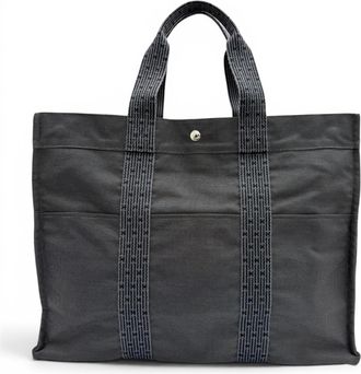 Herm&egrave;s Gray Polyamide Polyester Handbag Tote Bag (Pre-Owned)