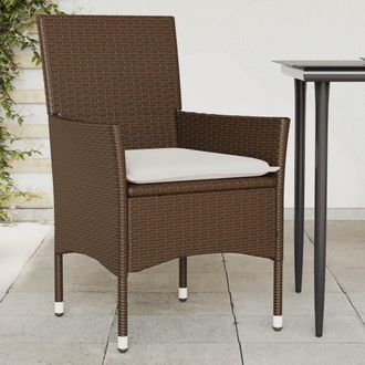vidaXL Vidaxl - Sillas De Jard&iacute;n Con Cojines 2 Unidades Rat&aacute;n Sint&eacute;tico Marr&oacute;n