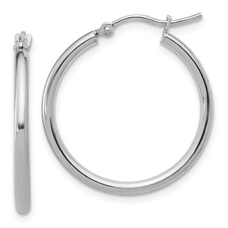 Diamond2Deal 14K White Gold 2x25mm Polished Round Hoop Earrings