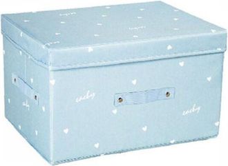 Trade Shop Trade Shop - Box Scatola Salvaspazio Armadio Contenitore Porta Oggetti Organizer 35x30x20 Cm - Celestial