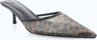 Billini Womens Winton Mesh Pointed Mule Heel In Leopard