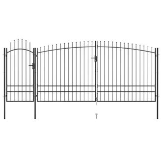 Berkfield Home Garden Fence Gate with Spear Top 5x2.45 m Black