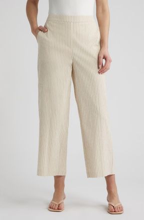 Bernardo Pinstripe Crop Pull-On Pants in Ivory/Gold Oak Stripe at Nordstrom, Size X-Small