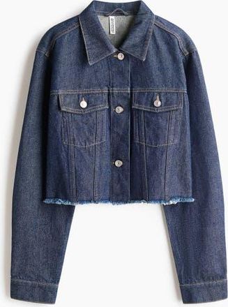 H&M Cropped Denim Jacket in Dark Denim Blue at Nordstrom, Size Xx-Large