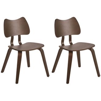 Beliani Conjunto De 2 Sillas De Comedor Retro Estructura De Madera De Caucho Muebles De Comedor Cocina Marr&oacute;n Oscuro Diana