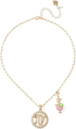 Betsey Johnson Gemini Charm Pendant Necklace in Pink-Virgo at Nordstrom