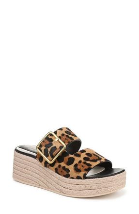 Franco Sarto Taziana Genuine Calf Hair Wedge Sandal in Camel at Nordstrom, Size 7.5