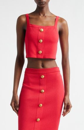 Balmain Three Button Knit Tank in Fuchsia at Nordstrom, Size 10 Us