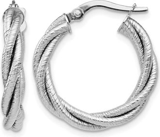 Diamond2Deal 14K White Gold Twisted Triple Twist Fancy Hoop Earrings