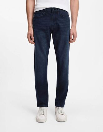 HUGO BOSS Mens BOSS Orange ONYX BO Mens Tapered-Fit Jeans in Dark-Blue Comfort-Stretch Denim - Dark Blue 406 - Navy - Size: 36/30