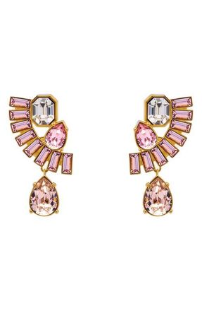 Oscar De La Renta Rhinestone Fan Earrings in Rose at Nordstrom