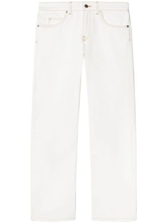 Off-white White contrast-stitching straight-leg jeans
