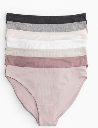 H&M 7er-Pack Baumwollslips - Puderrosa/Graumeliert